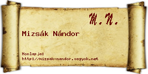 Mizsák Nándor névjegykártya